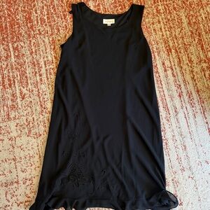 Studio I Black Sleeveless Embroidered Midi Dress